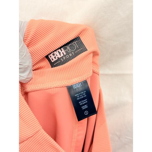 Beach Riot Leah-Ayla Legging Solid Coral Small Summer‎ Yoga Running Workout - Picture 4 of 4